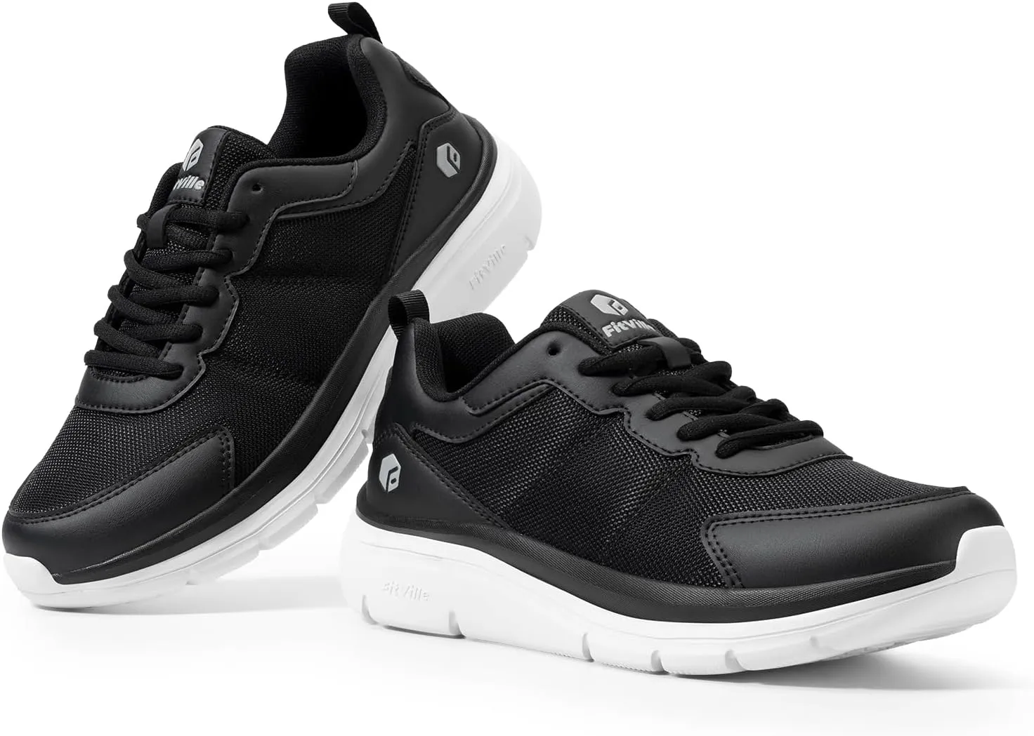 FitVille Men's Walking Shoes Wide Width Lightweight Comfortable Sneakers Max Cushioning Shoes for Plantar Fasciitis Relief