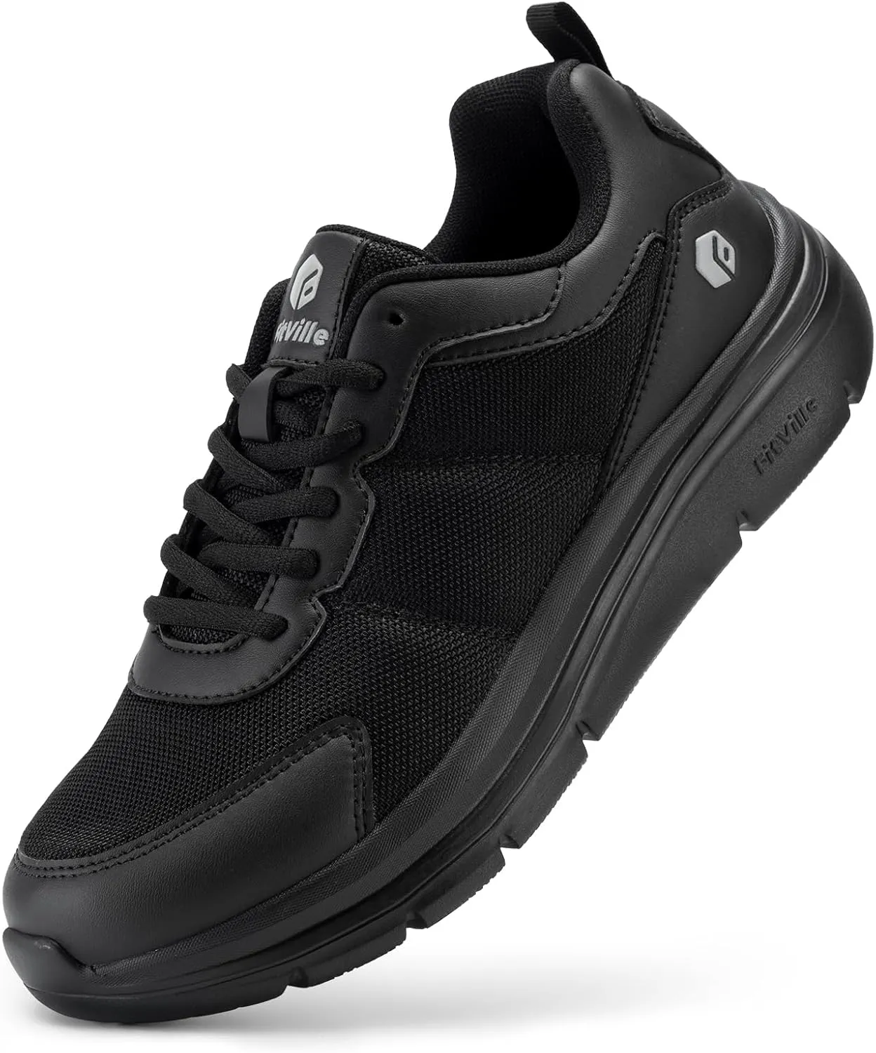 FitVille Men's Walking Shoes Wide Width Lightweight Comfortable Sneakers Max Cushioning Shoes for Plantar Fasciitis Relief