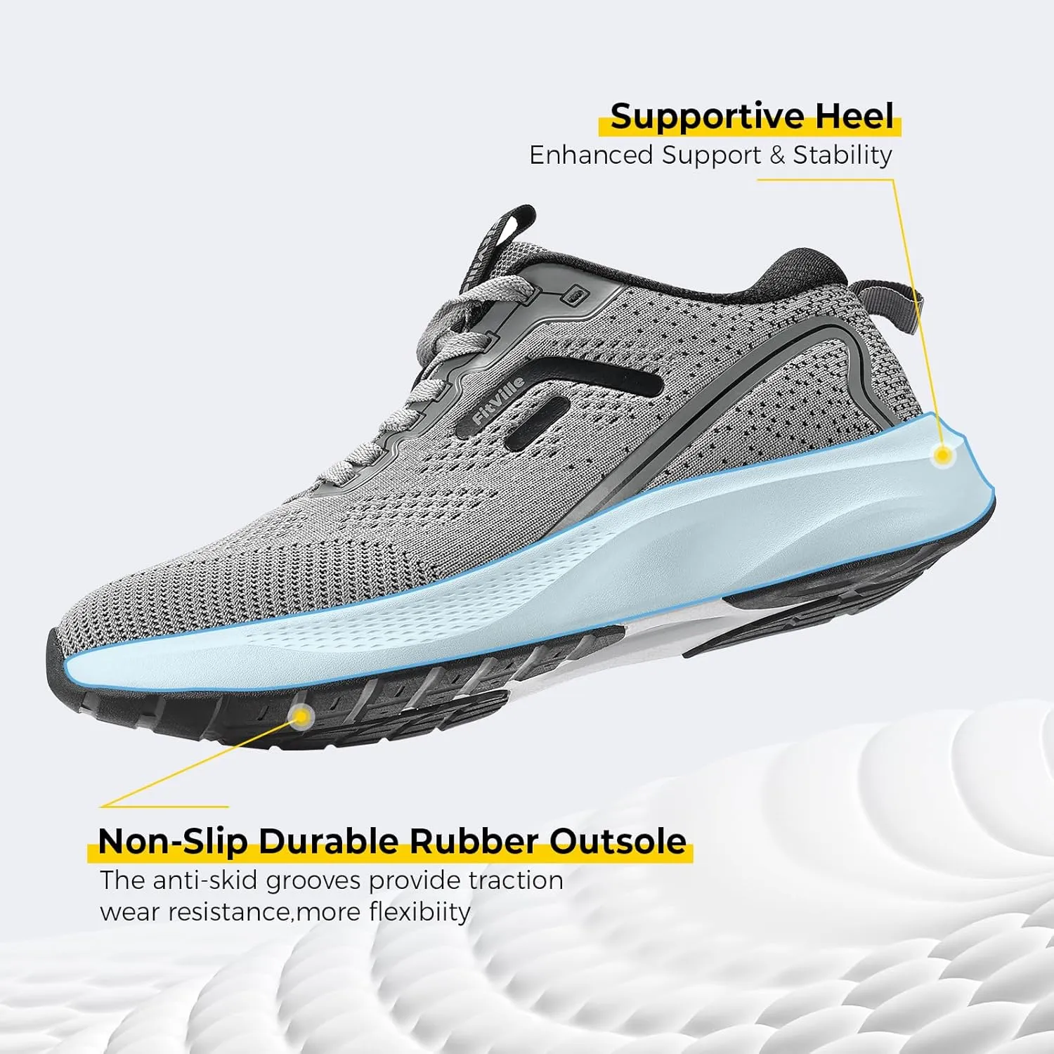 FitVille Wide Sneakers for Men Walking Shoes Wide Width Cushion Road Running Shoe Orthopedic Tennis Shoes Arch Support for Plantar Fasciitis Relief