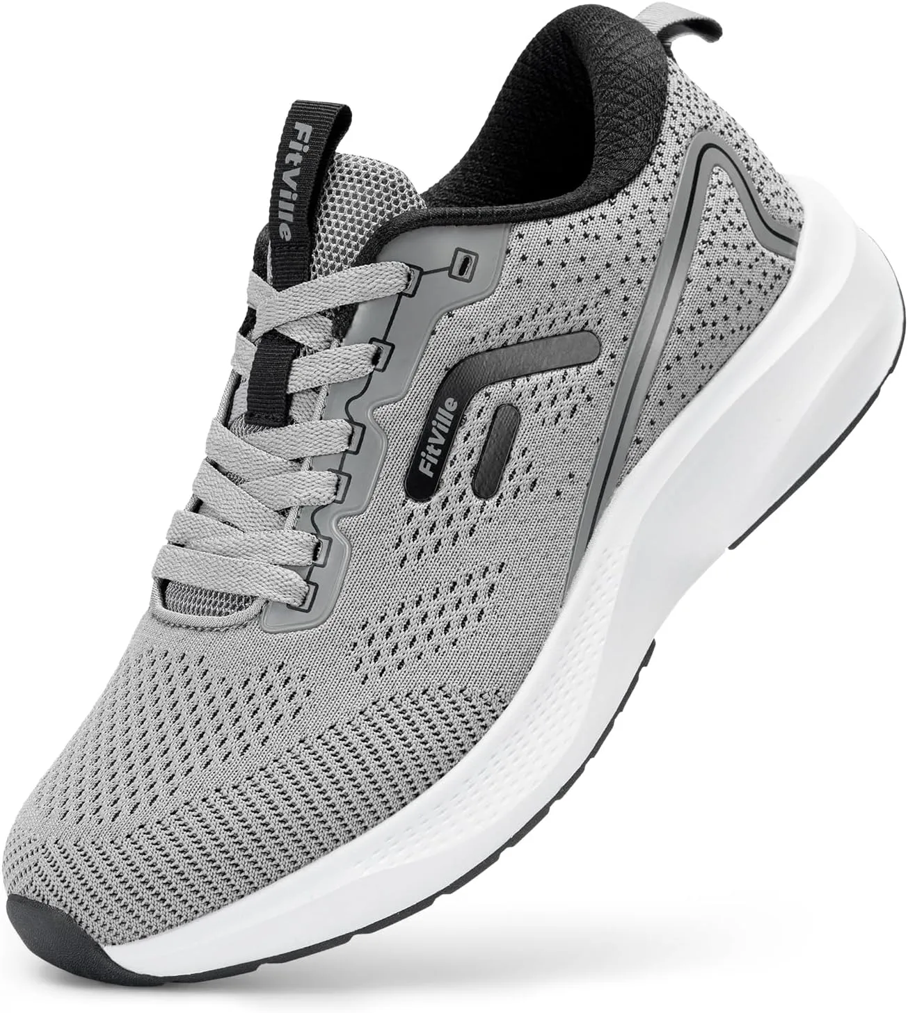 FitVille Wide Sneakers for Men Walking Shoes Wide Width Cushion Road Running Shoe Orthopedic Tennis Shoes Arch Support for Plantar Fasciitis Relief