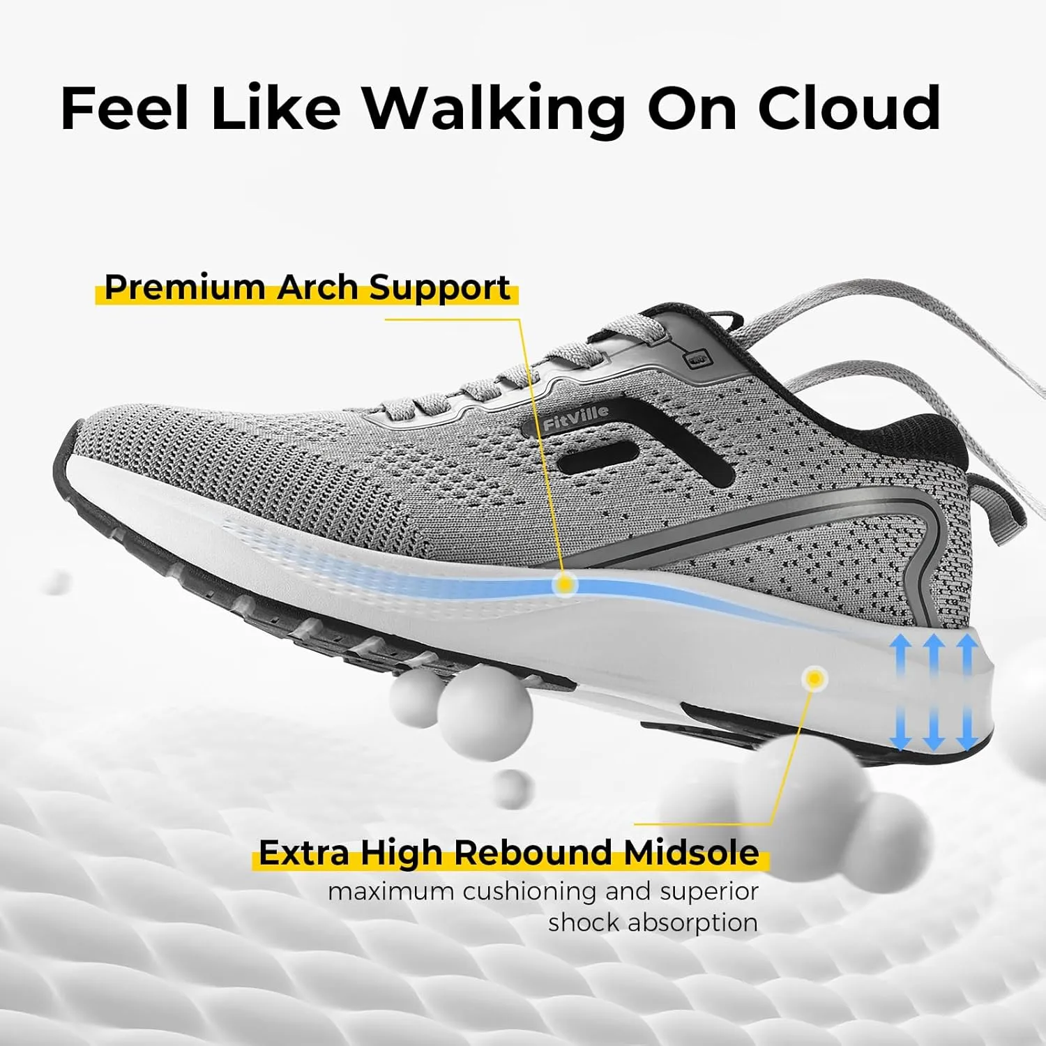 FitVille Wide Sneakers for Men Walking Shoes Wide Width Cushion Road Running Shoe Orthopedic Tennis Shoes Arch Support for Plantar Fasciitis Relief