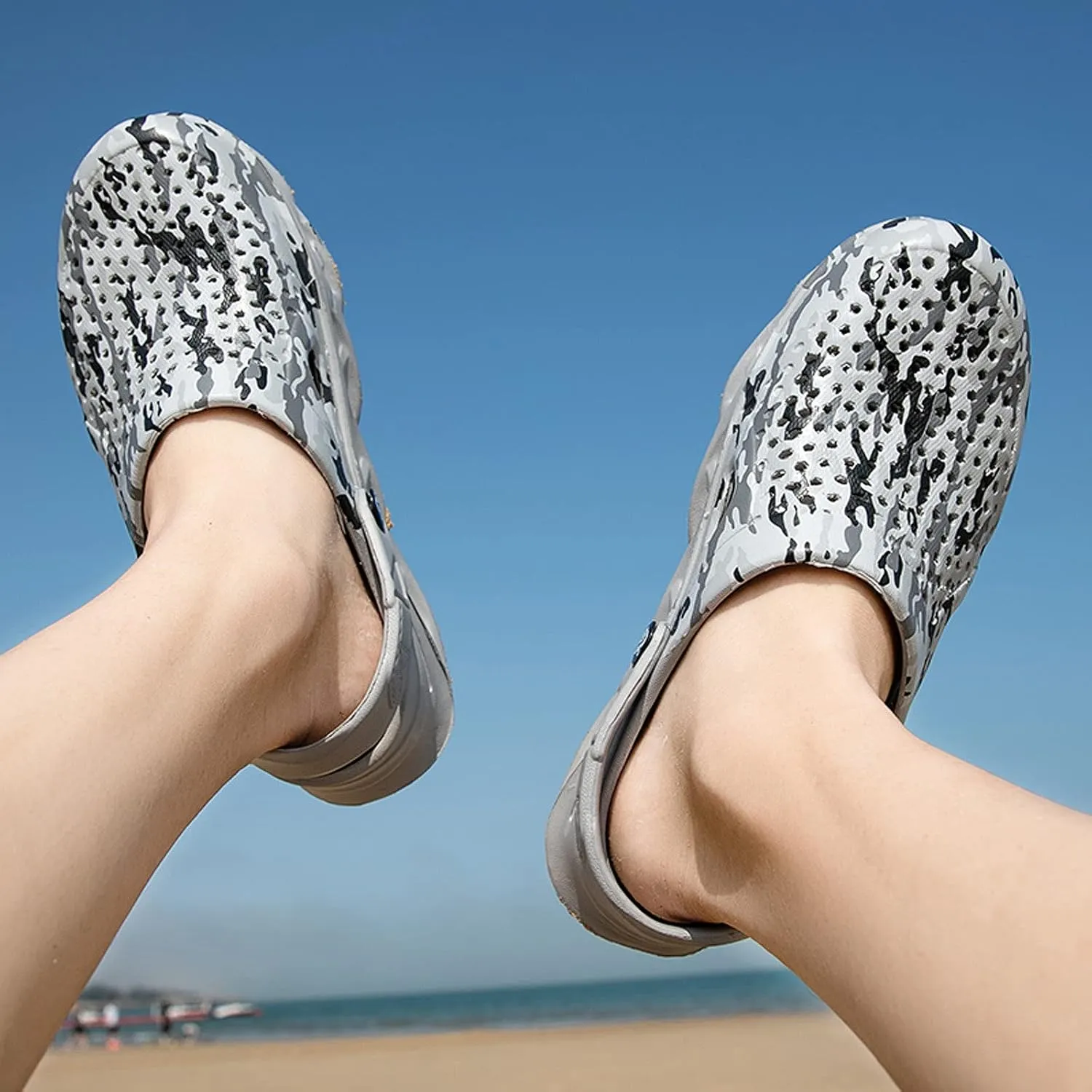 FLIOZY Garden Clogs Mens Water Clogs Summer Breathable Sports Sandals Slip On Beach Sandals Outdoor Indoor Garden Shoes