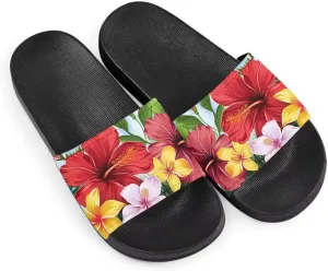 Flower Print Sandals for Women Slide Sandals Casual Lightweight Non Slip Summer Slippers
