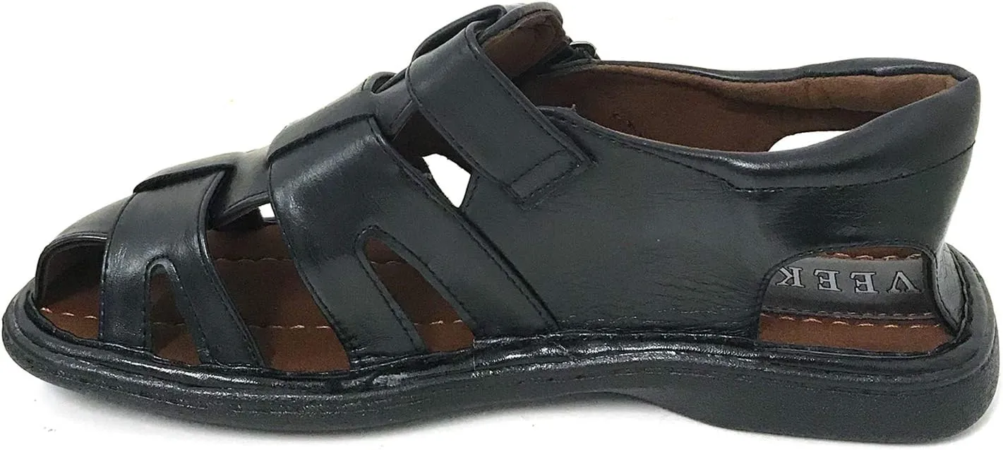 FLS Men's Sandals Closed Toe Adjustable Strap Buckle Fisherman Casual