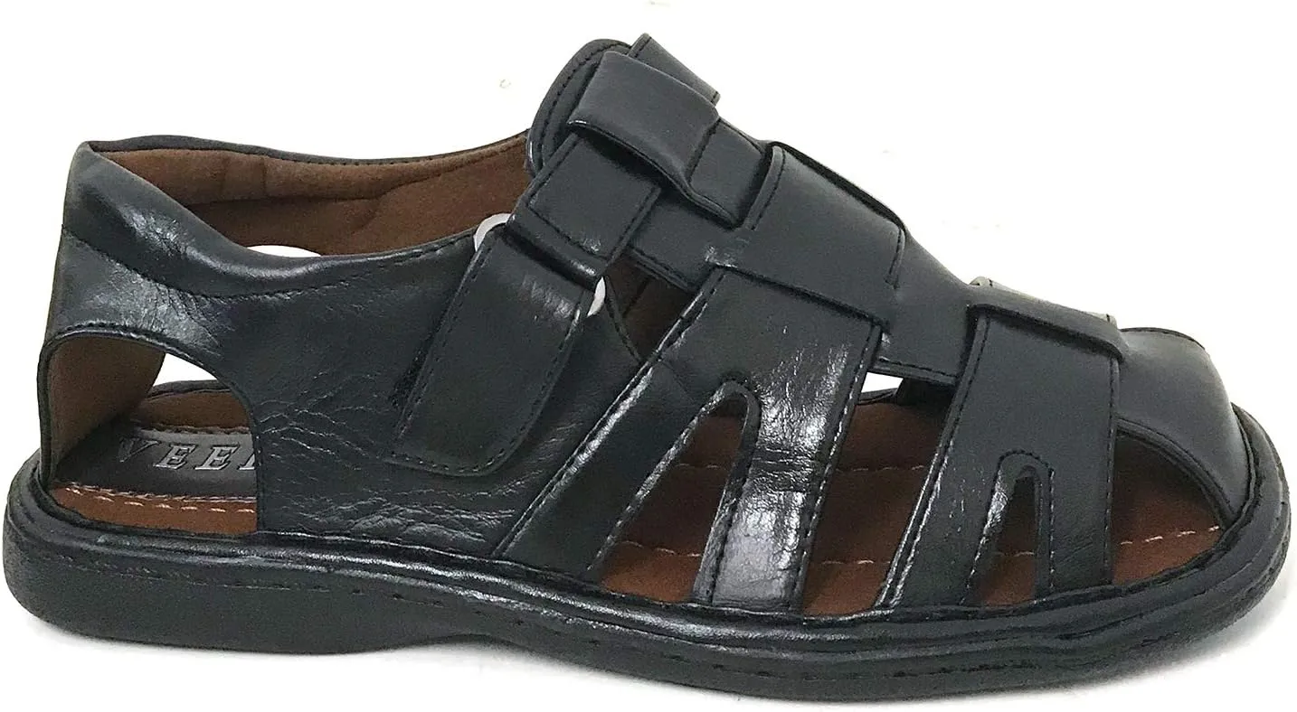 FLS Men's Sandals Closed Toe Adjustable Strap Buckle Fisherman Casual