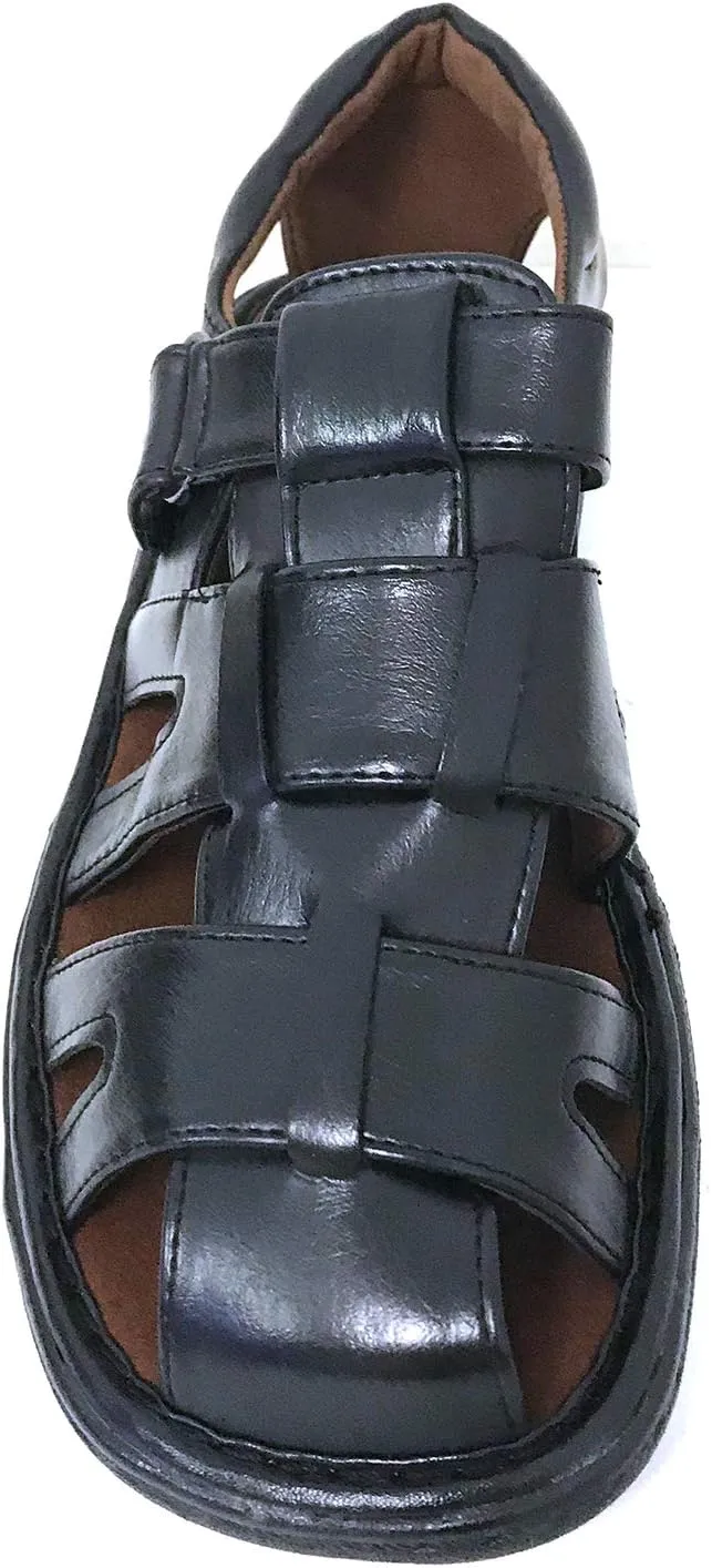 FLS Men's Sandals Closed Toe Adjustable Strap Buckle Fisherman Casual