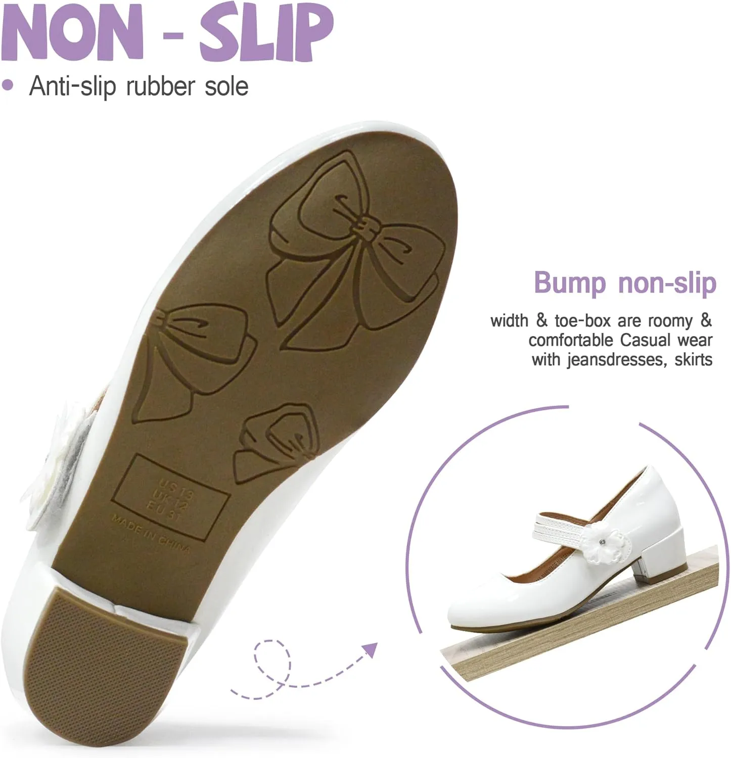 FLYFUPPY Girls Dress Shoes Mary Jane Shoes for Girls Hook and Loop Flower Girl Shoes Flats Pincess Shoes for Little/Big Kids