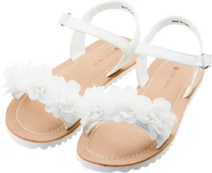 FLYFUPPY White Sandals for Girls Breathable Open Toe Wedding Flower Sandals with Rubber Sole, Indoor Outdoor Beautiful Summer Shoes (Little/Big Kids)