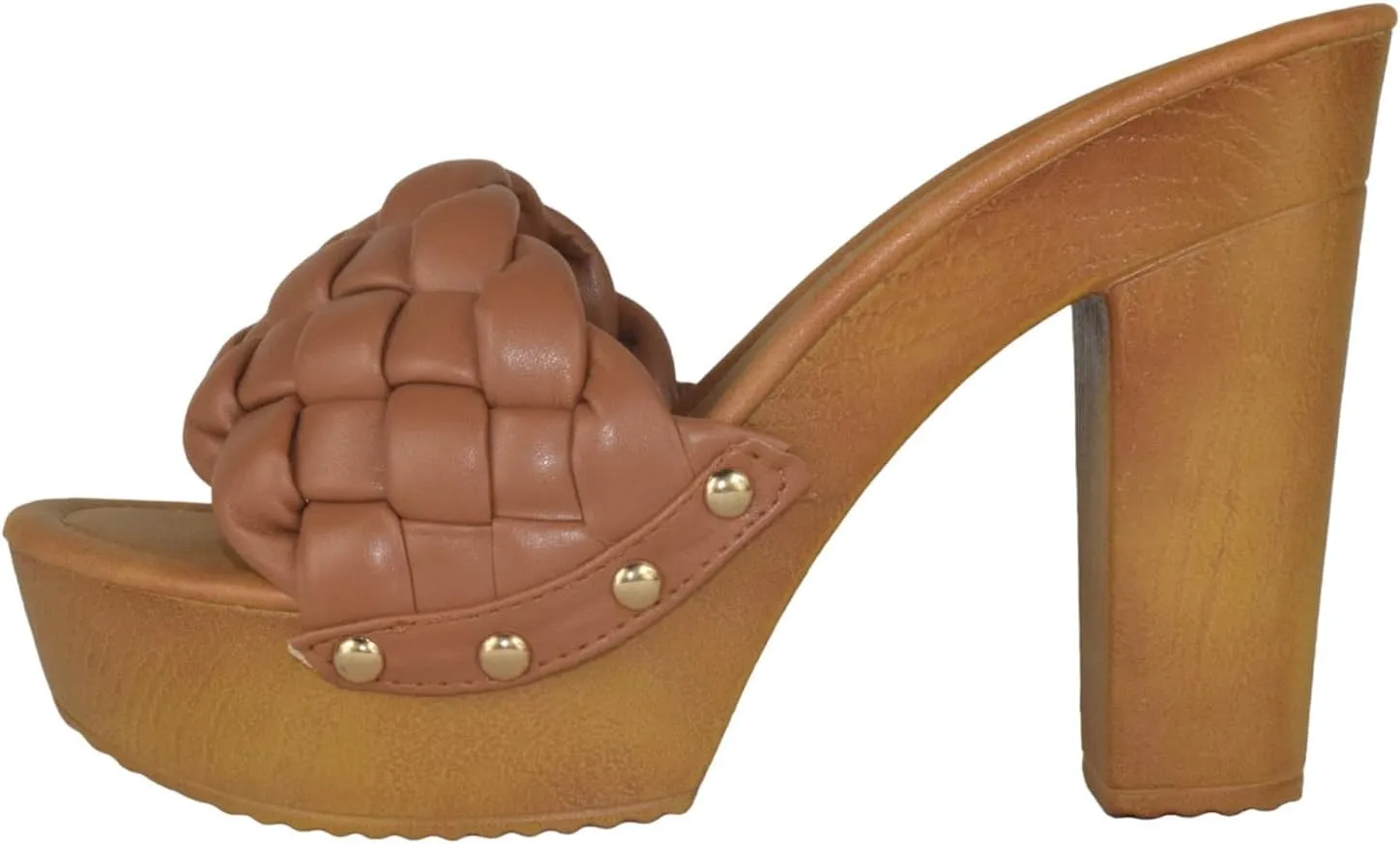 Forever Shoes Women Block High Heel Platform Sandals Braided Band Light Weight Slip On WOOD-06