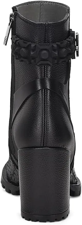 FRANCO CUADRA Women's Python and Leather Ankle Boots Black