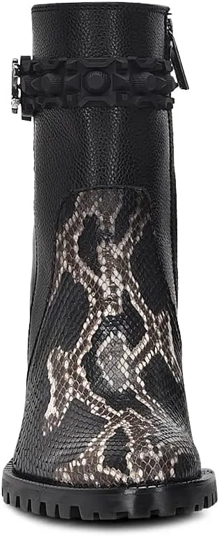 FRANCO CUADRA Women's Python and Leather Ankle Boots Black