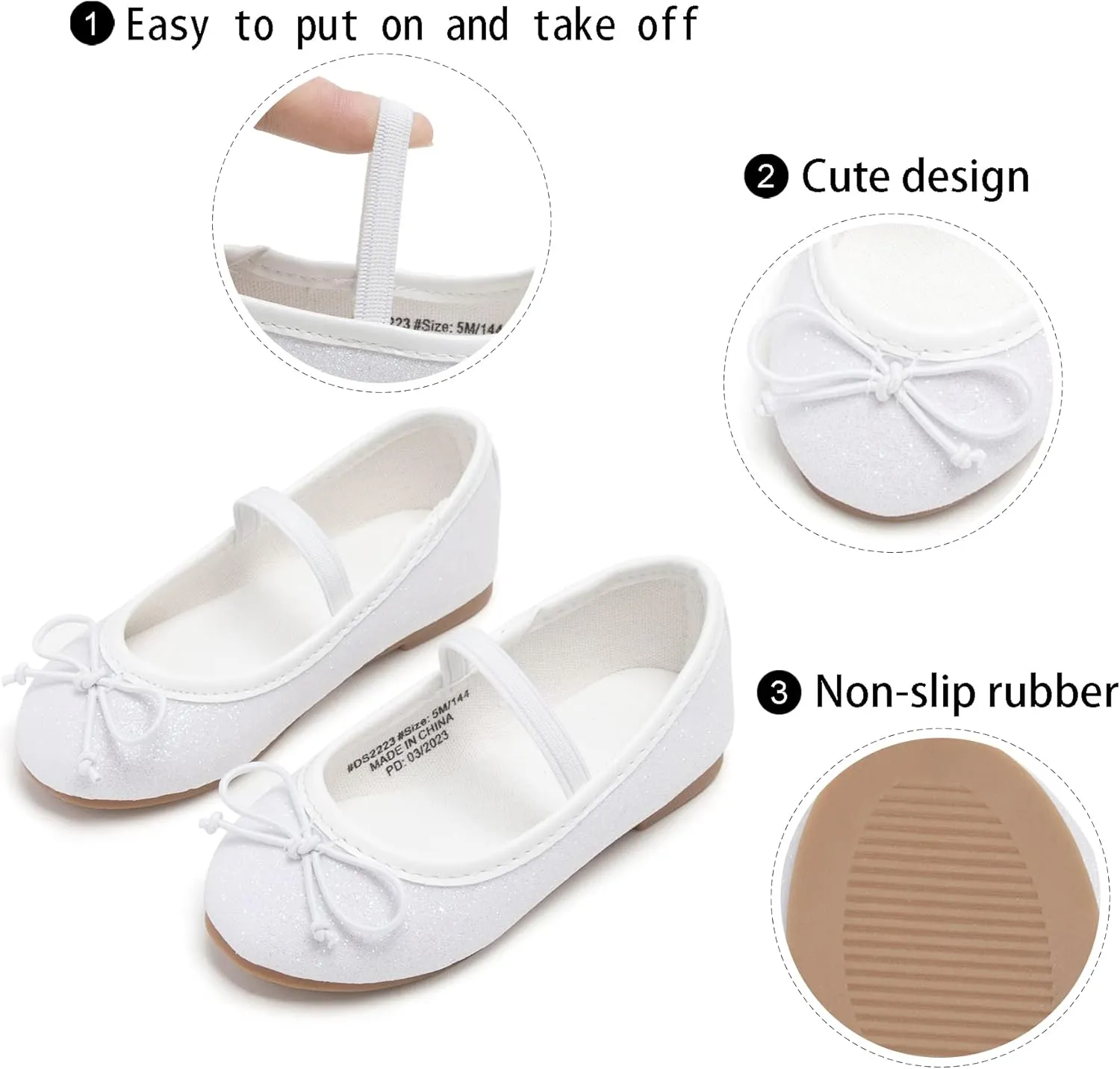 GINFIVE Toddler Girls Dress Shoes Little Girls Mary Janes Ballerina Flats Shoes Toddler