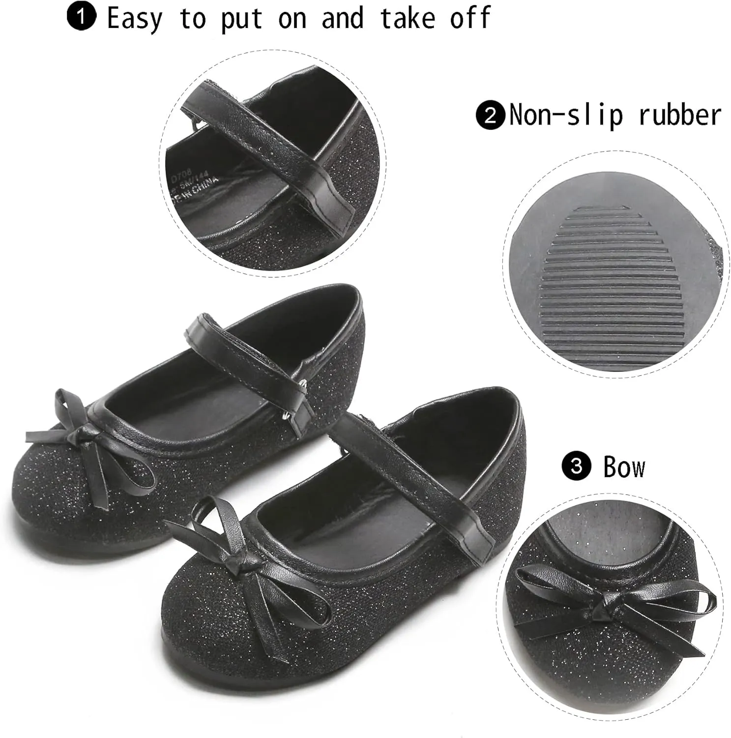GINFIVE Toddler Girls Dress Shoes Little Girls Mary Janes Ballerina Flats Shoes Toddler