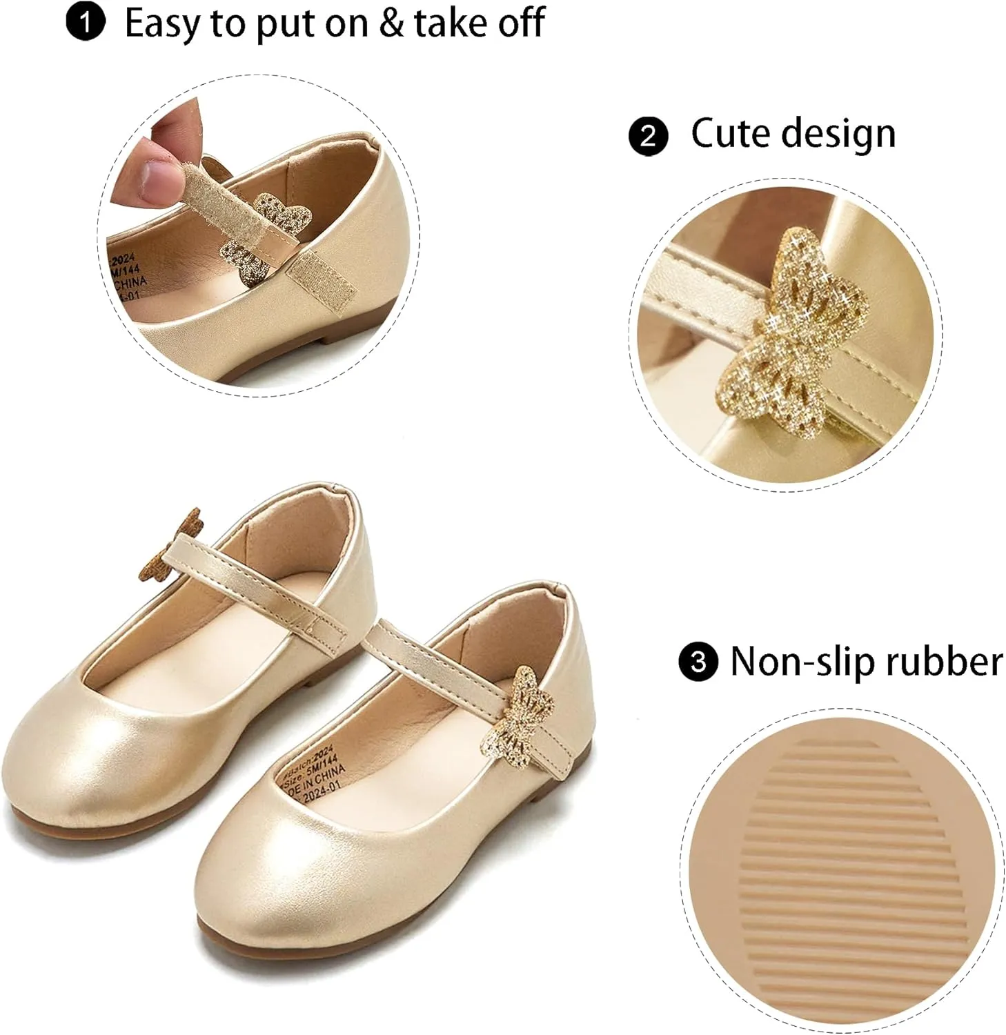 GINFIVE Toddler Girls Dress Shoes Little Girls Mary Janes Ballerina Flats Shoes Toddler