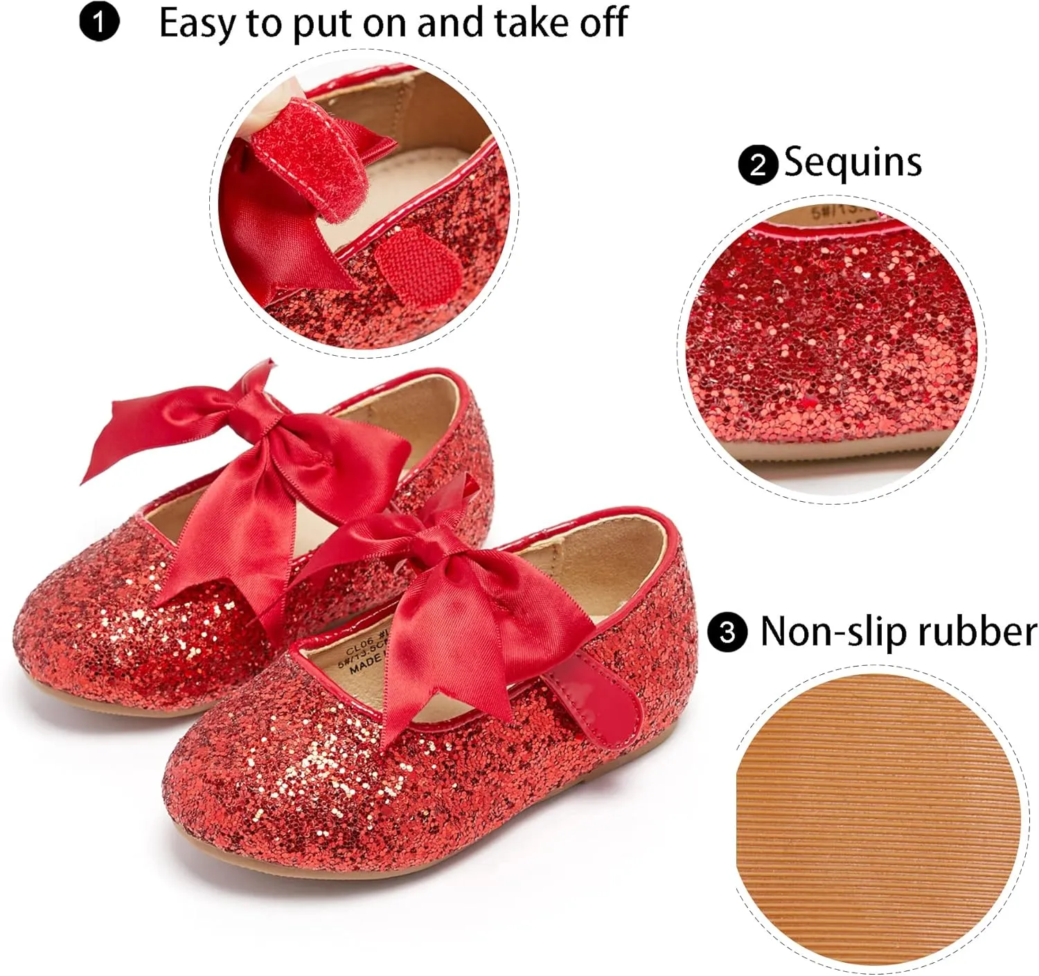 GINFIVE Toddler Girls Dress Shoes Little Girls Mary Janes Ballerina Flats Shoes Toddler