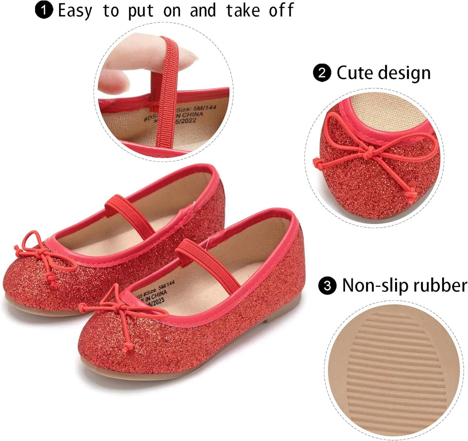 GINFIVE Toddler Girls Dress Shoes Little Girls Mary Janes Ballerina Flats Shoes Toddler