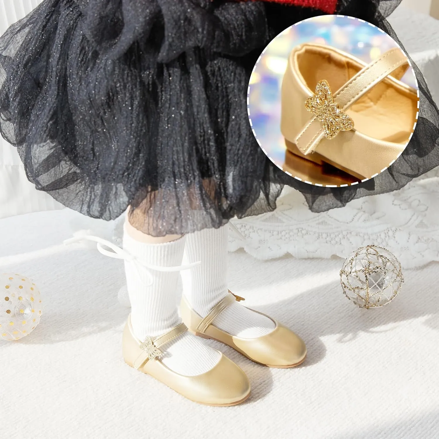 GINFIVE Toddler Girls Dress Shoes Little Girls Mary Janes Ballerina Flats Shoes Toddler