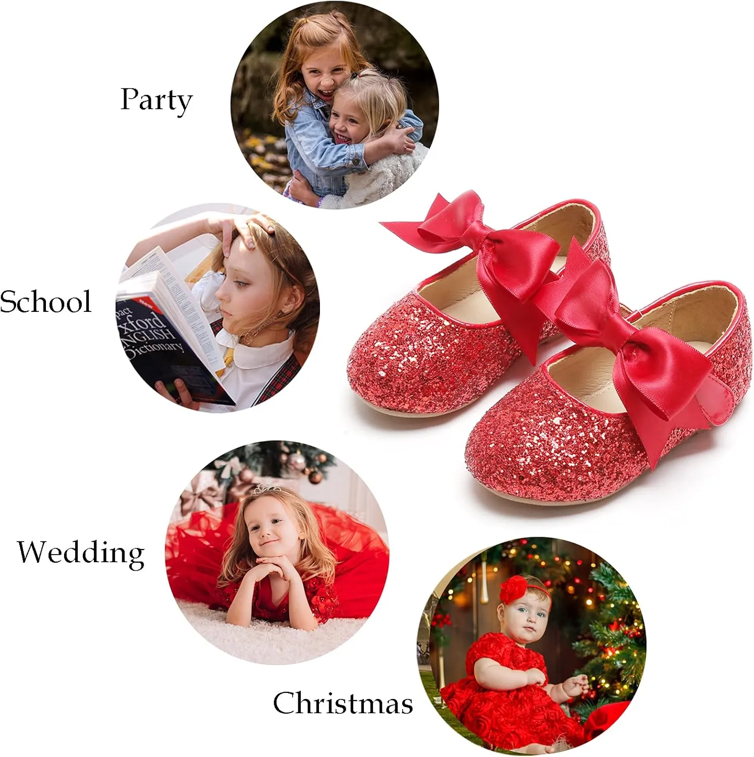 GINFIVE Toddler Girls Dress Shoes Little Girls Mary Janes Ballerina Flats Shoes Toddler