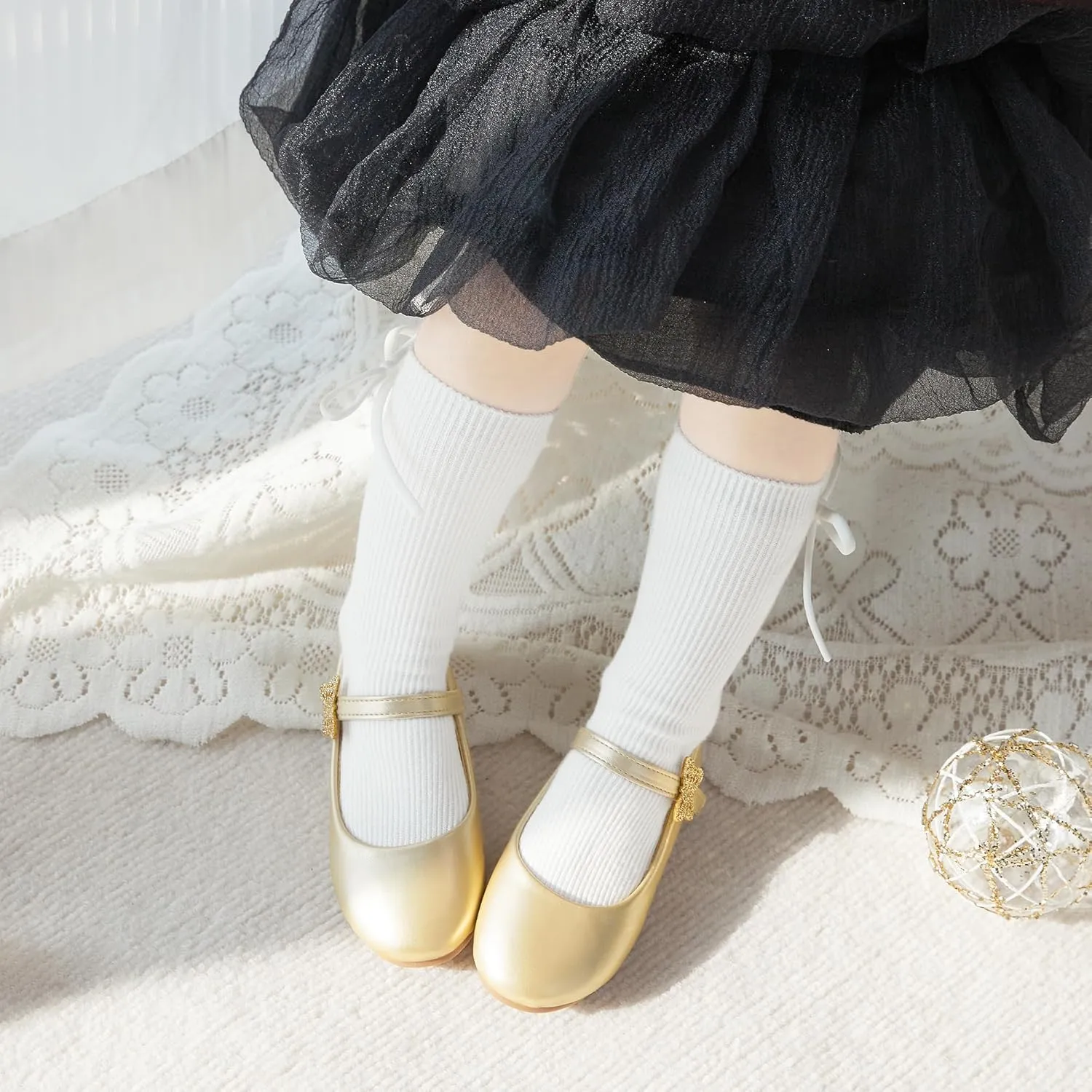 GINFIVE Toddler Girls Dress Shoes Little Girls Mary Janes Ballerina Flats Shoes Toddler