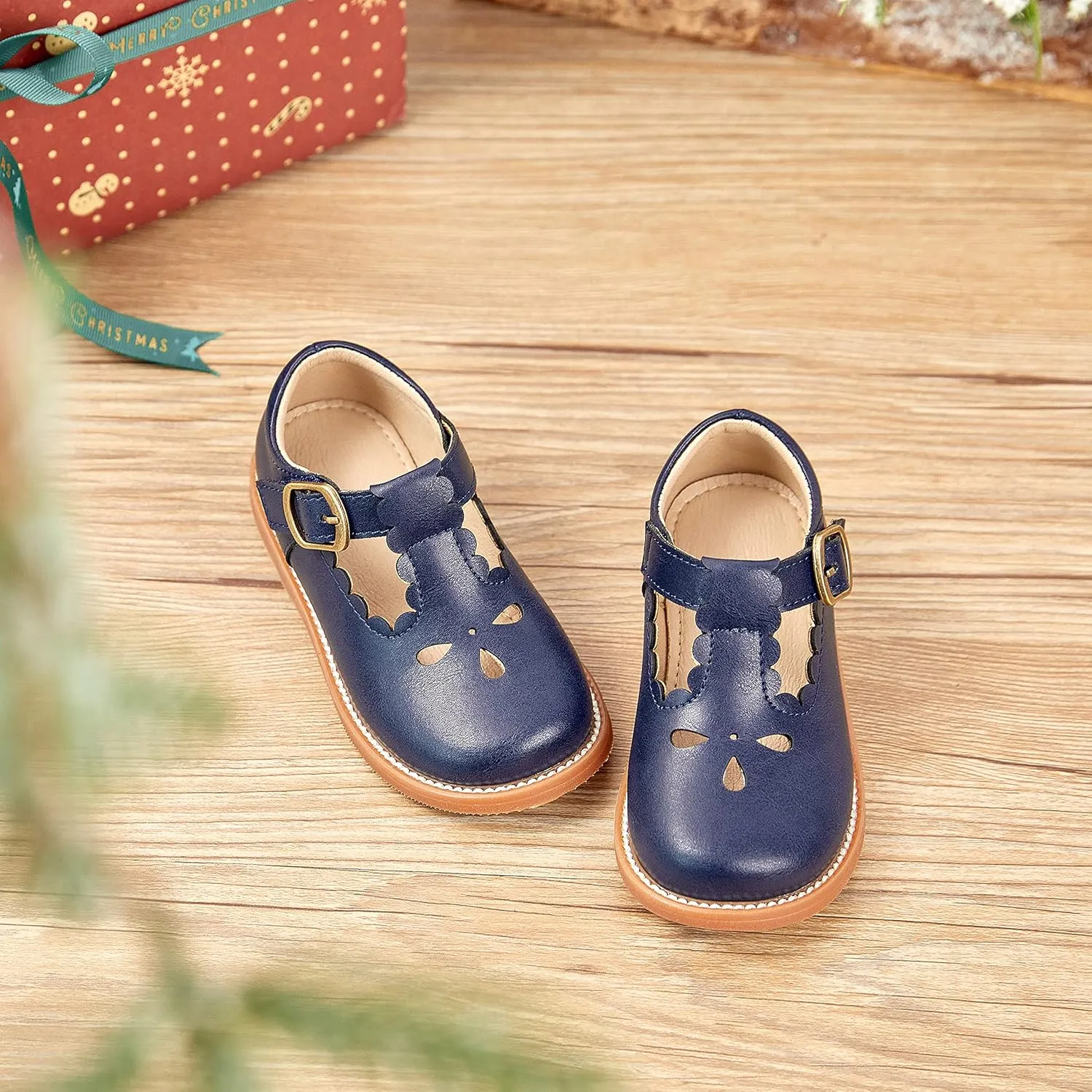 GINFIVE Toddler Girls Dress Shoes Little Kids Flats School Mary Janes Shoes