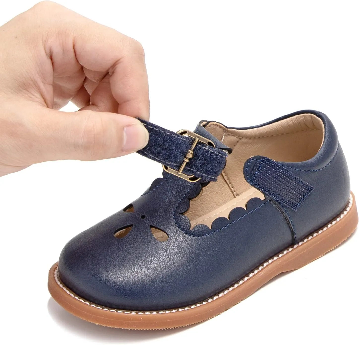 GINFIVE Toddler Girls Dress Shoes Little Kids Flats School Mary Janes Shoes