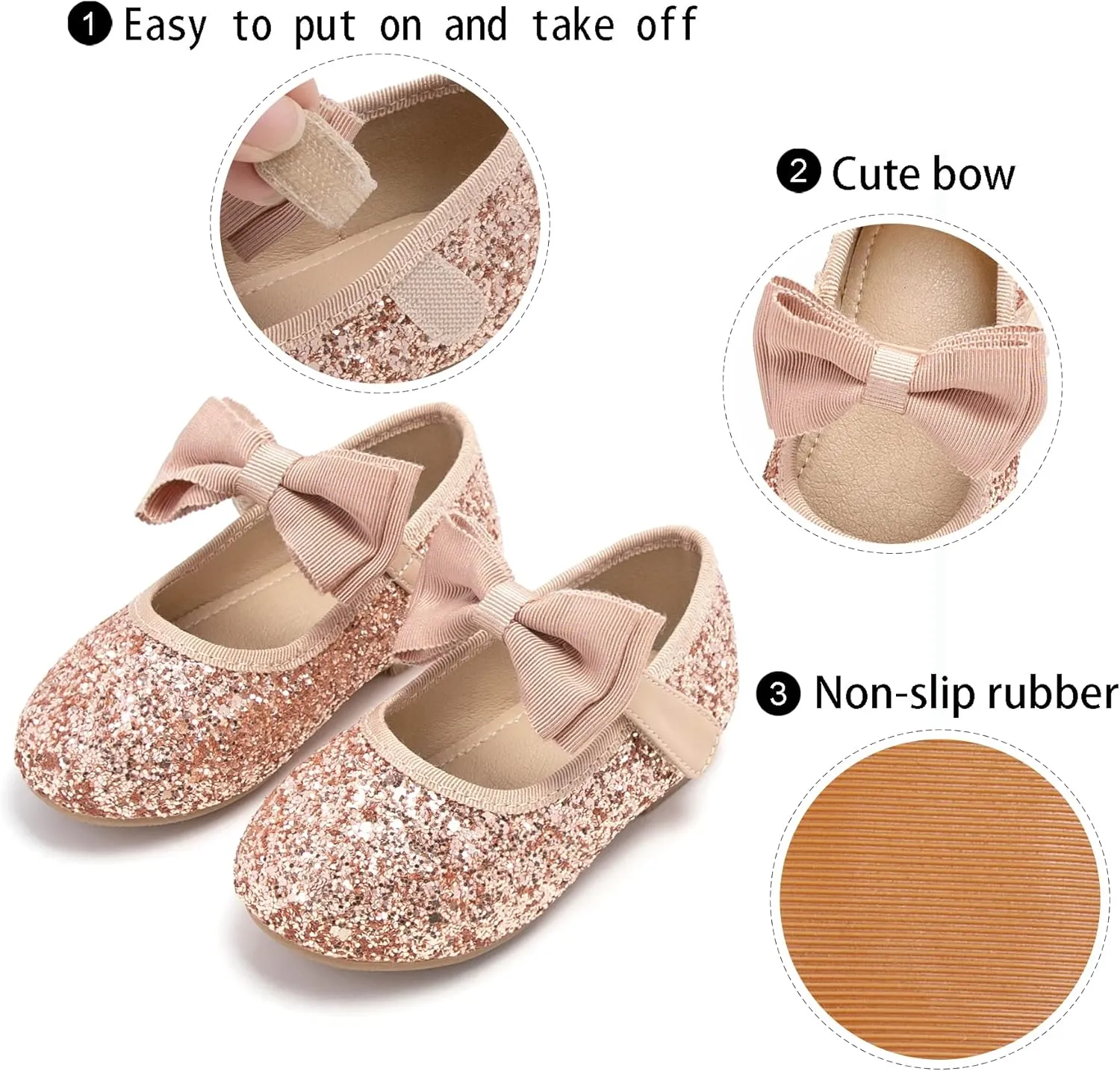 GINFIVE Toddler Girls Dress Shoes Mary Janes Ballerina Flats for Girls Shoes Toddler