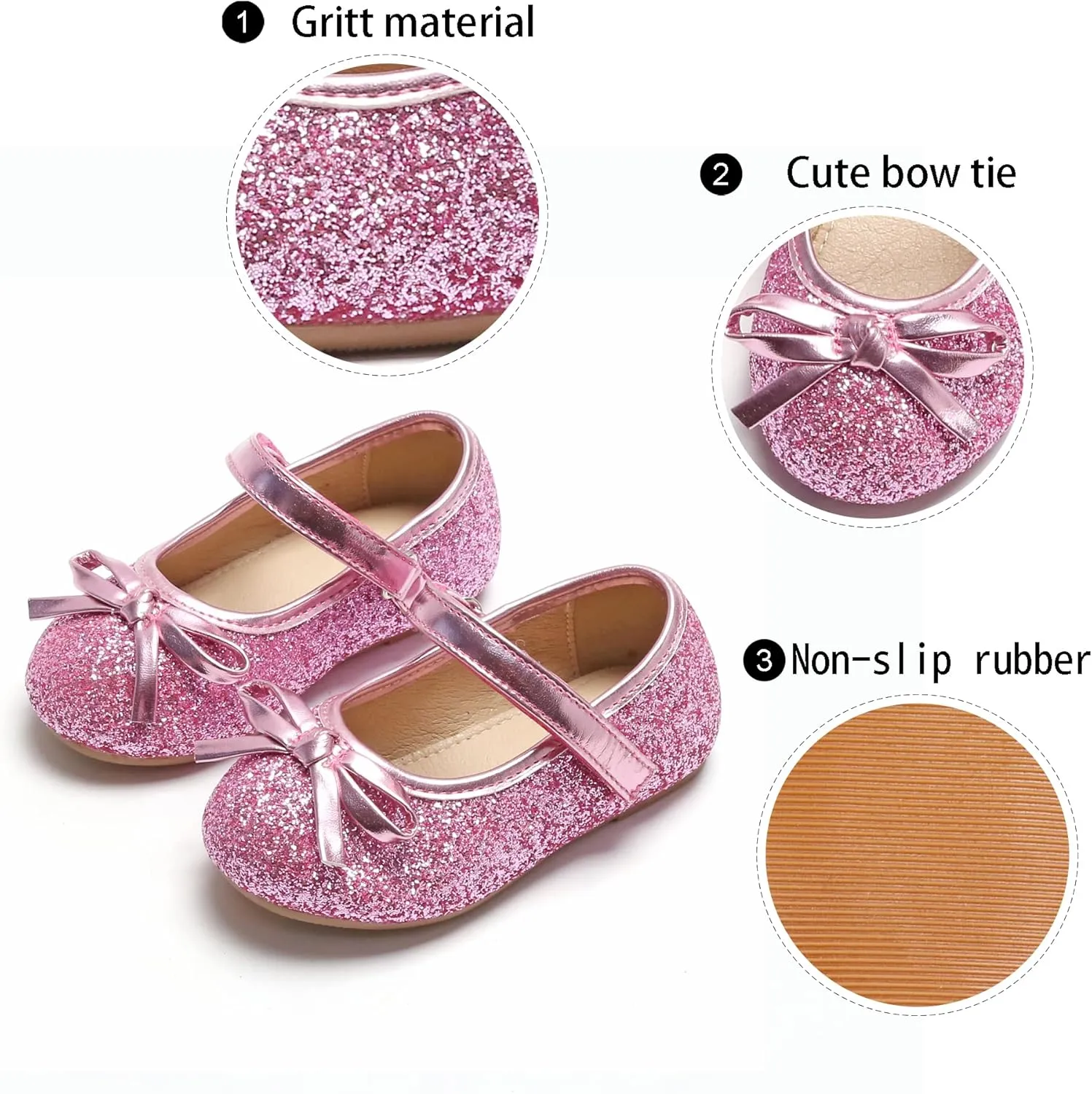 GINFIVE Toddler Girls Dress Shoes Mary Janes Ballerina Flats for Girls Shoes Toddler