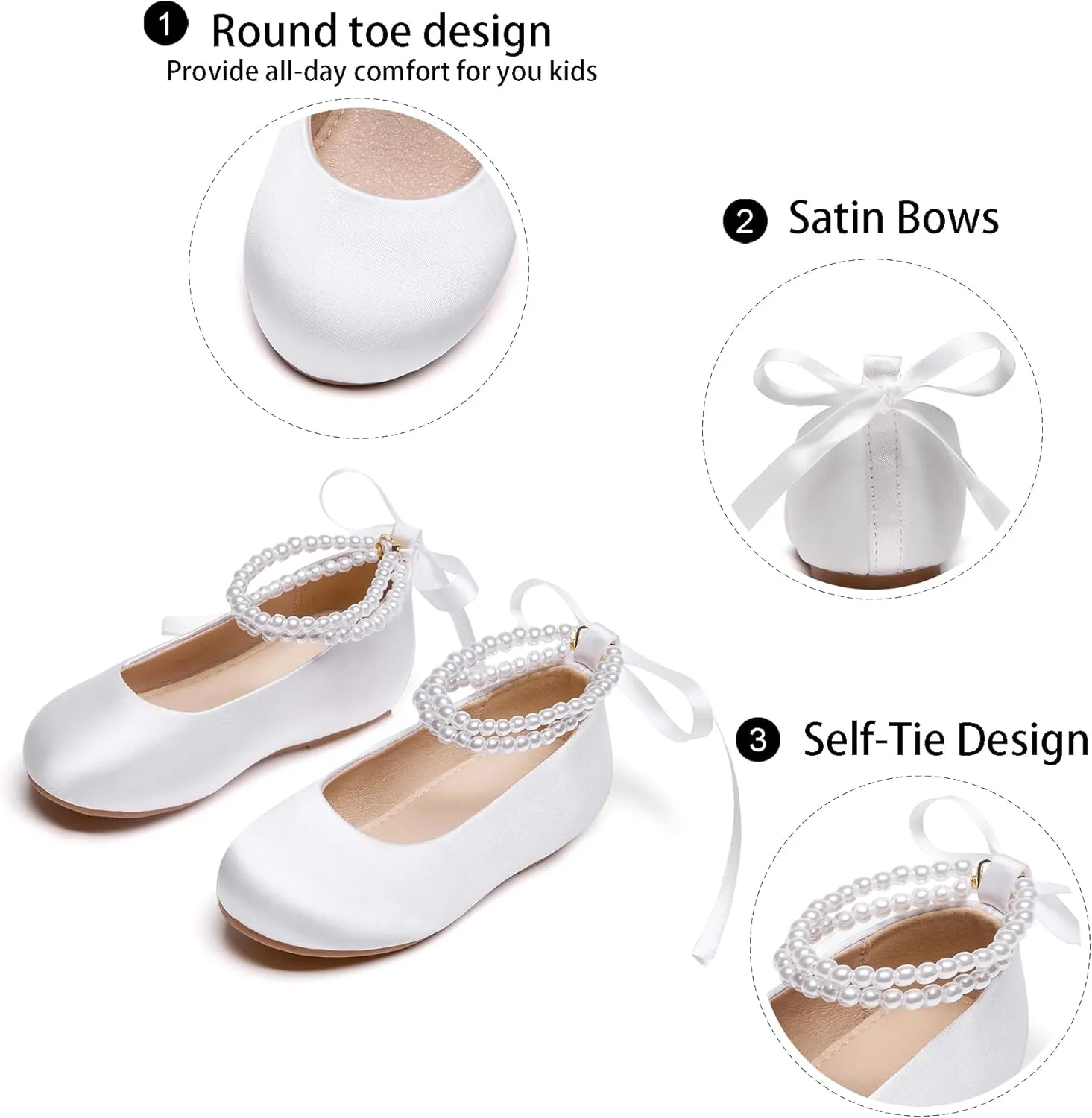 GINFIVE Toddler Girls Mary-Jane Little Girls Slip On Shoes Glitter Ballerina Flats Toddler