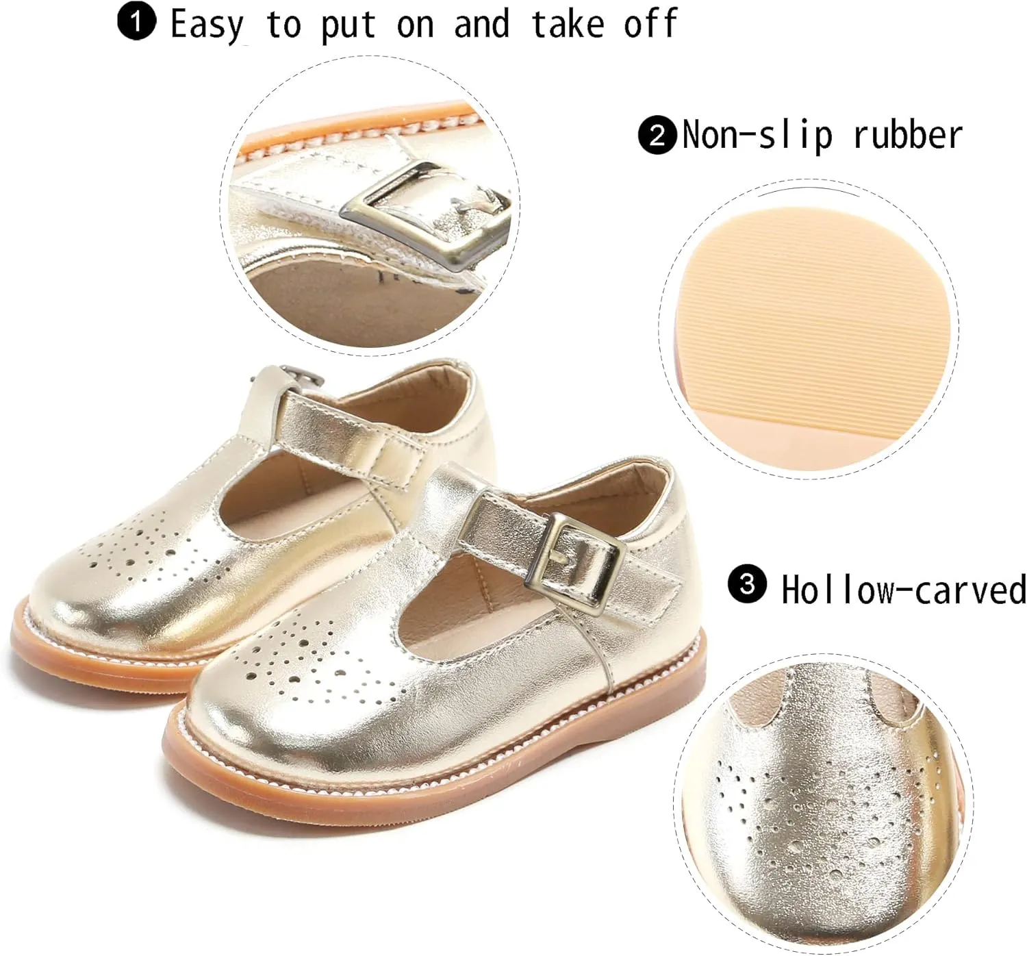 GINFIVE Toddler Little Girls Mary Janes Flats Girls Dress Shoes Kids Shoes