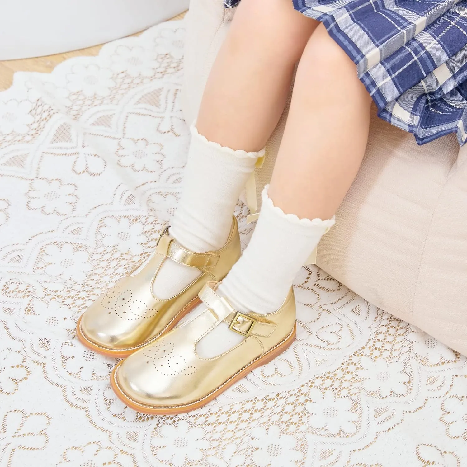 GINFIVE Toddler Little Girls Mary Janes Flats Girls Dress Shoes Kids Shoes