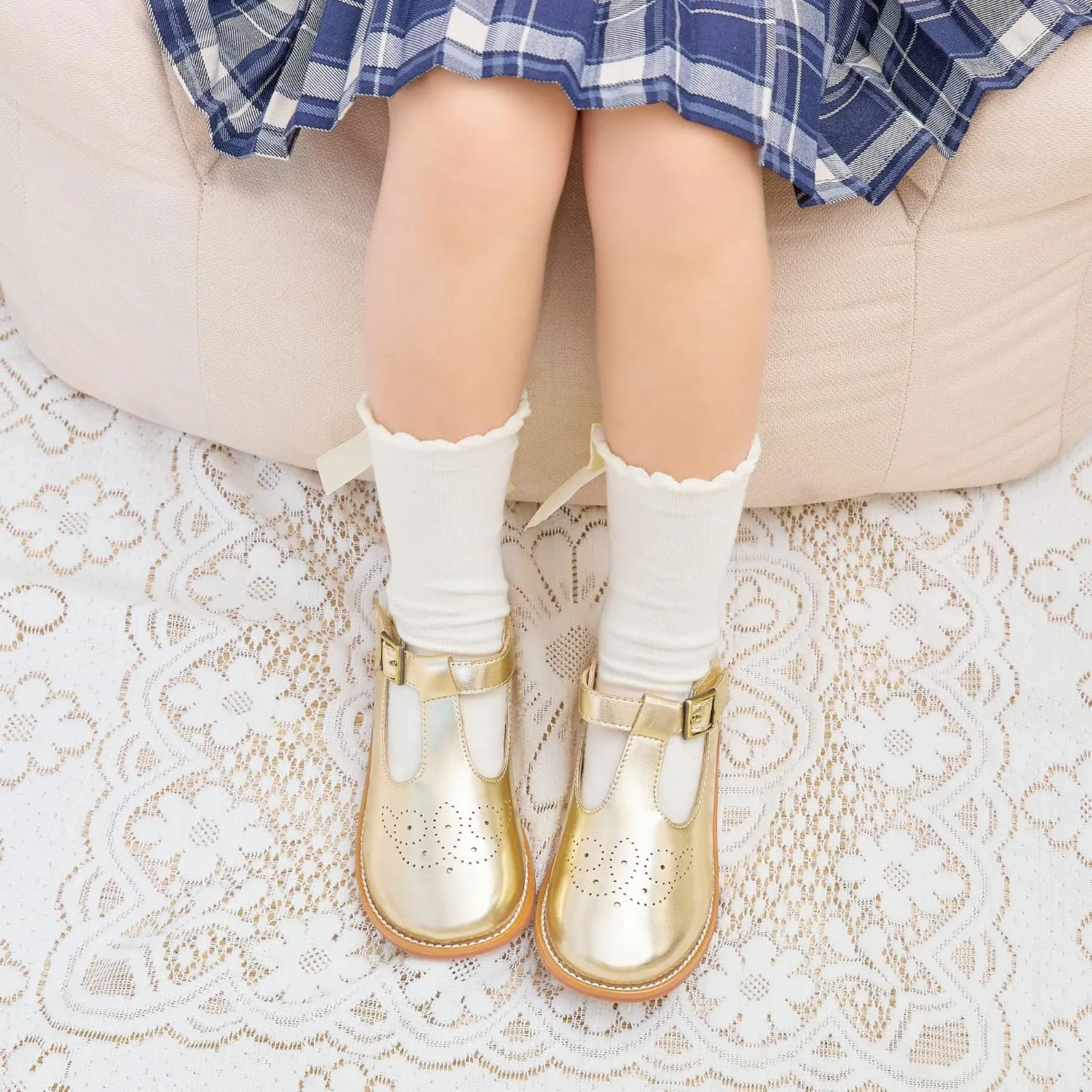 GINFIVE Toddler Little Girls Mary Janes Flats Girls Dress Shoes Kids Shoes