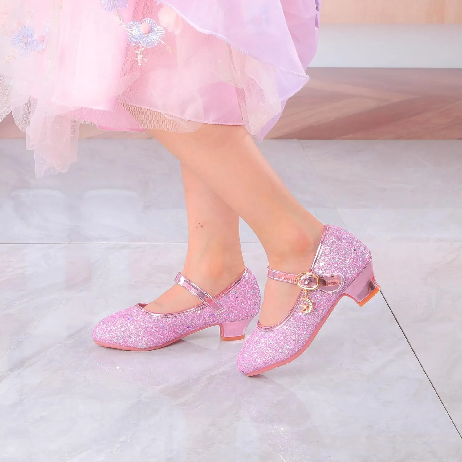 Girls Flats Sparkle Party Mary Jane Princess Dress Shoes