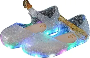 Girls Led Light Up Shoes Jelly Bowknot Toddler Sandals Kids