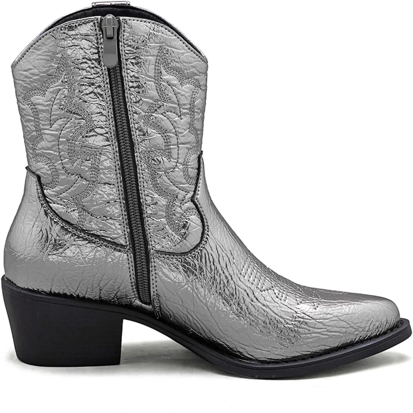 GLOBALWIN Cowboy Boots For Women Cute Cowgirl Boots Women's Western Boots With Embroidery Side Zipper Chunky Heel