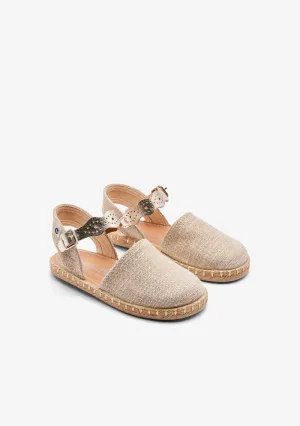 Gold die-cut sack buckle alpargatas