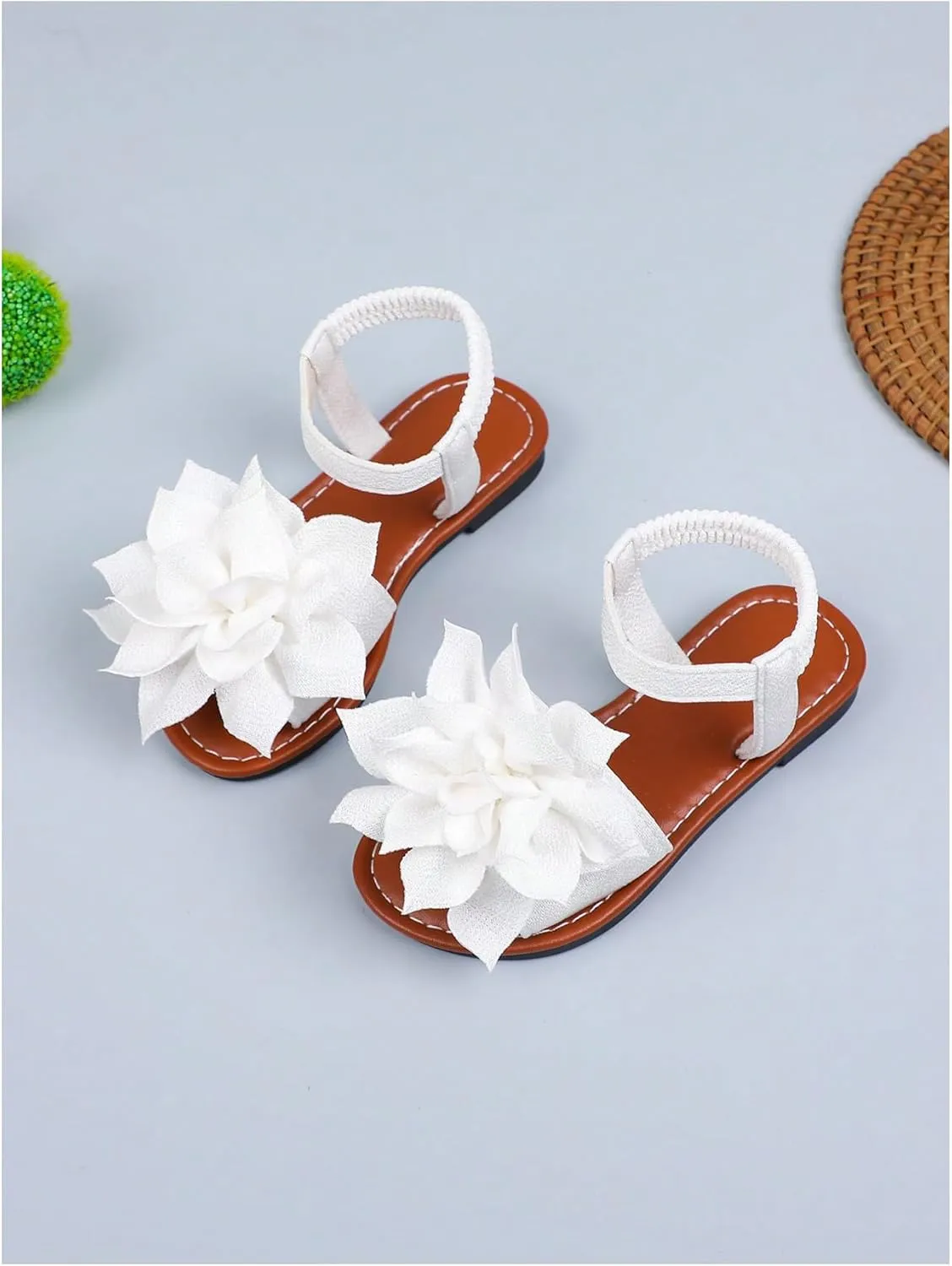 GORGLITTER Girl's Flower Sandals Strappy Cute Open Toe Dress Sandals