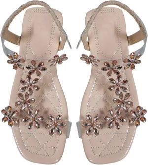 GORGLITTER Women's Clear Ankle Strap Sandals Dressy Cute Strappy Flower Transparent Sandals
