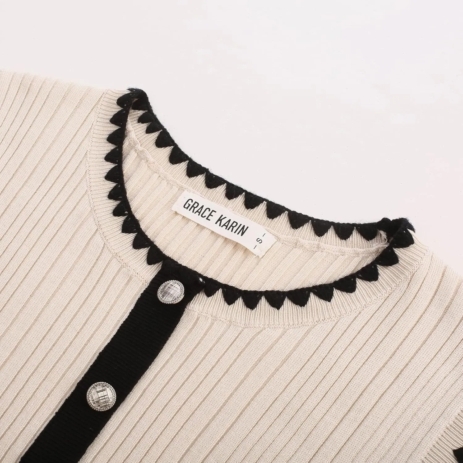 GRACE KARIN Women's 2025 Summer Sleeveless Mini Dresses Button Crew Neck Contrast Elegant Sweater Tank Dress