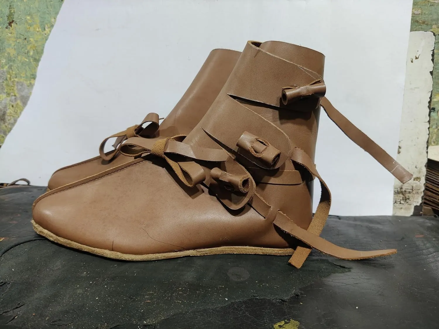 Handmade Medieval Leather Shoes for Men & Women – Viking Renaissance Reenactment Boots – LARP Soft Sole Historical Costume Footwear