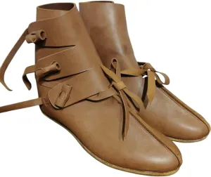 Handmade Medieval Leather Shoes for Men & Women – Viking Renaissance Reenactment Boots – LARP Soft Sole Historical Costume Footwear
