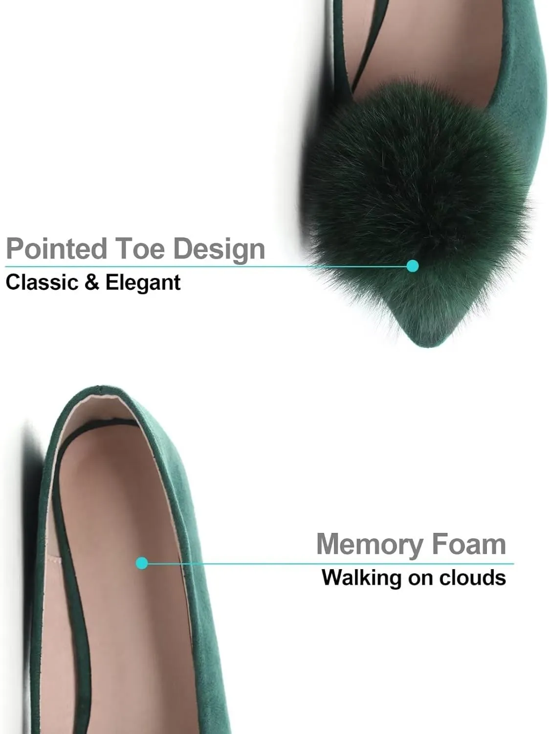 Hee grand Women Pom Pom Causal Flats -Solid Slip on Shallow Comfortable Ballet Shoes