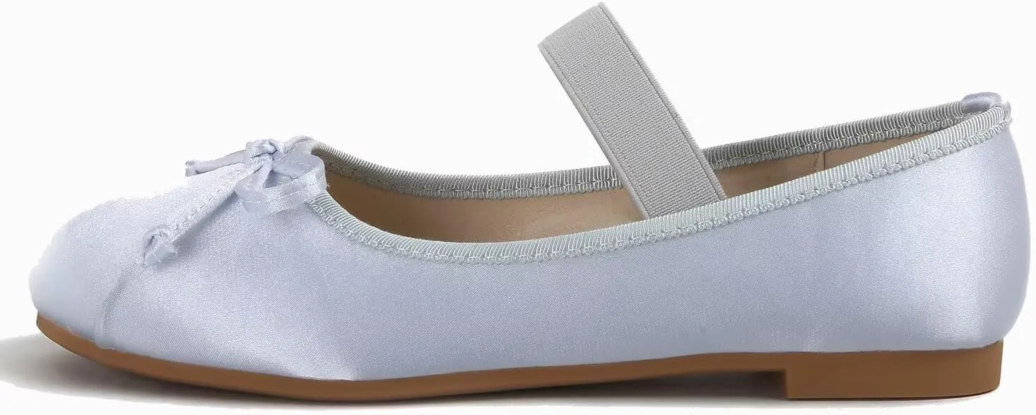 Hee grand Women's Cute Round Toe Ballerina Flats Bowknot Mary Jane Shoes Comfort Dancing Shoes Elegant Satin Dress Shoes