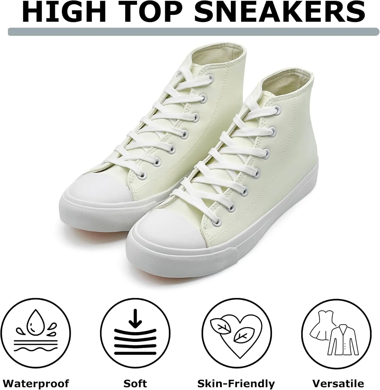 High Top Sneakers for Women Men Classic PU Leather Tennis Shoes Lace Up Fashion Breathable Walking Shoes High Tops