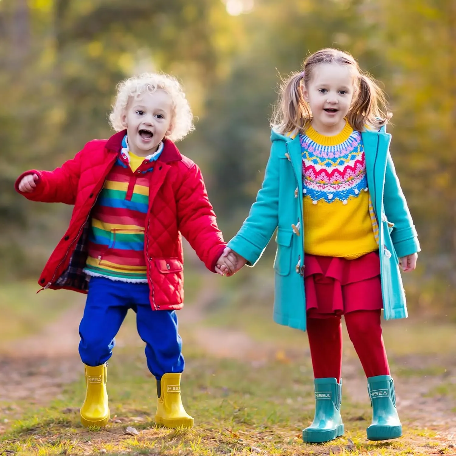 HISEA 100% Natural Rubber Boots for Kids Toddlers Ankle Rain Boots Waterproof Deck Shoes Boys Girls