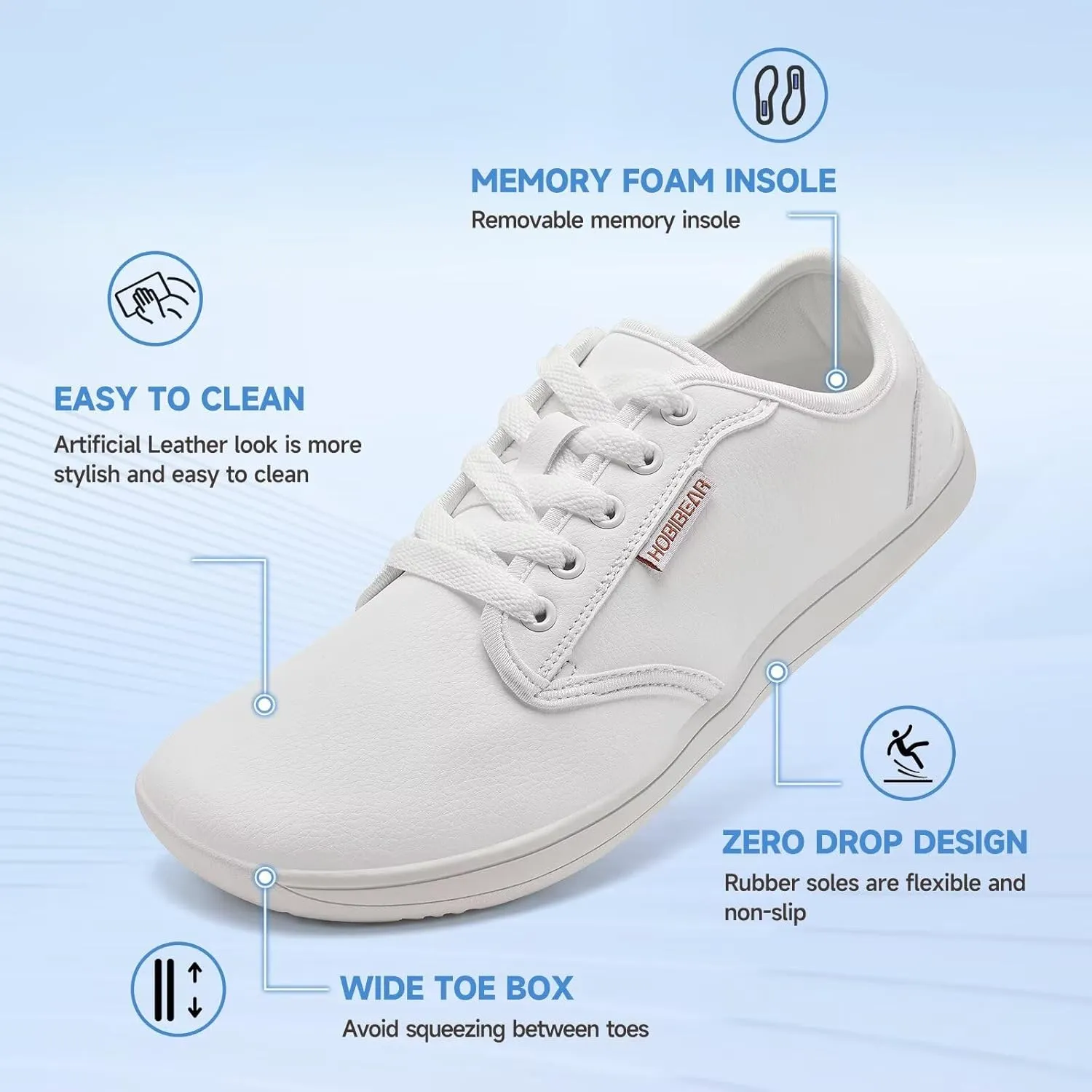 HOBIBEAR Unisex Wide Barefoot Shoes for Mens Womens Minimalist Zero Drop Shoes Sneakers