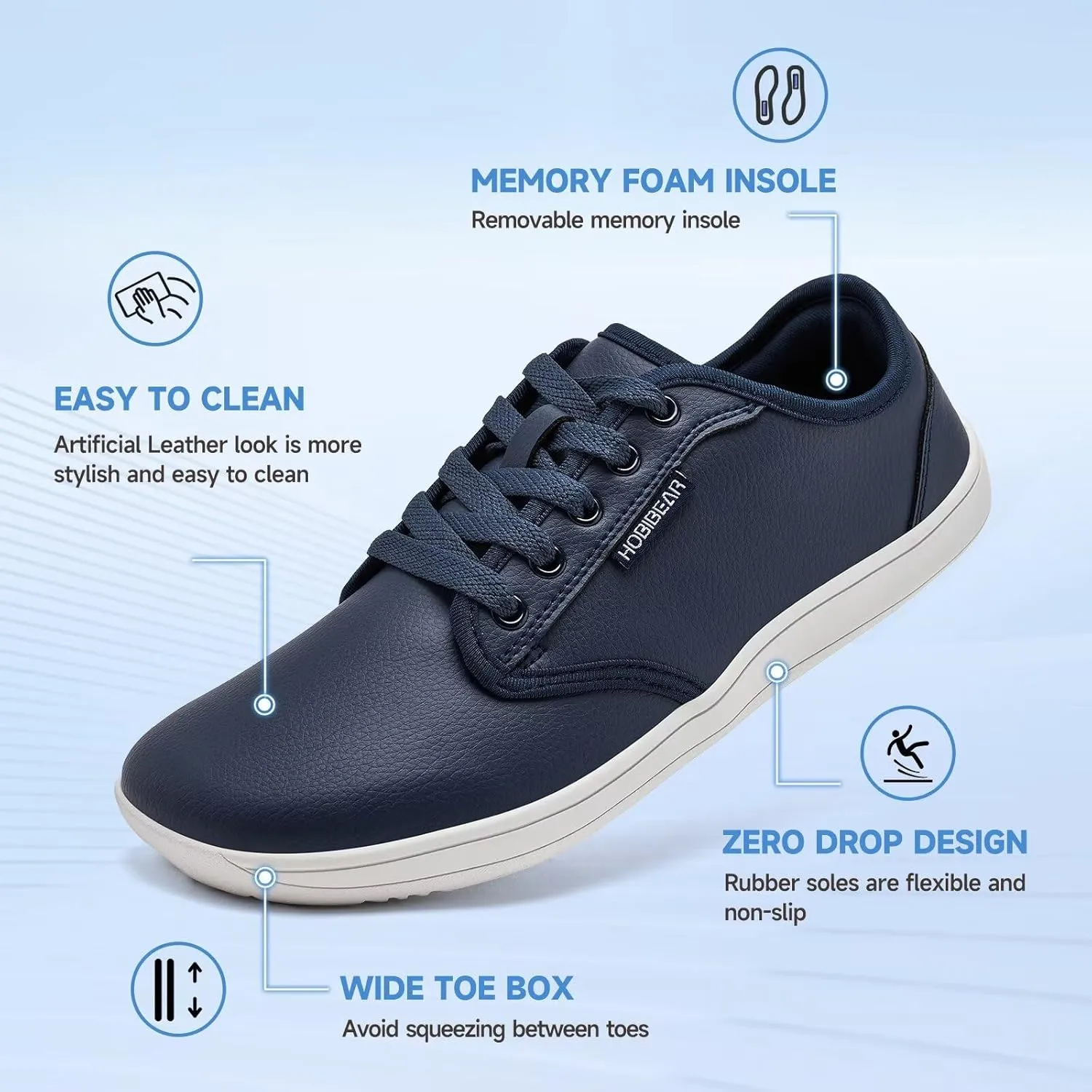HOBIBEAR Unisex Wide Barefoot Shoes for Mens Womens Minimalist Zero Drop Shoes Sneakers