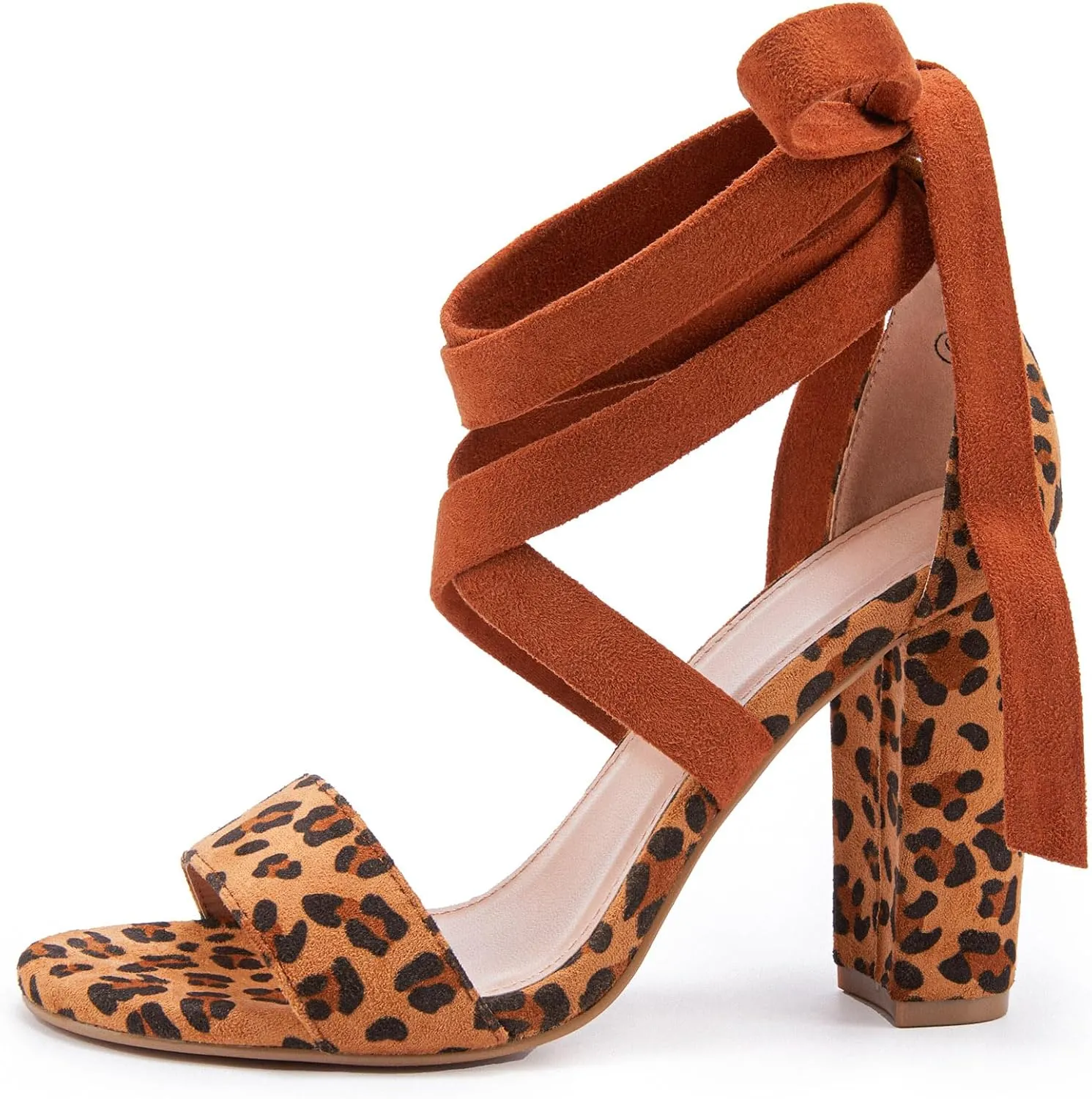 Huiyuzhi Womens Strappy Heels Lace up High Heeled Sandals Chunky Block Ankle Tie Pumps Dress Party Shoes