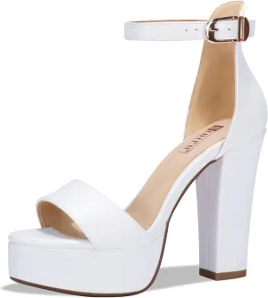 IDIFU Women's Platform Chunky High Heel Sexy Sandals Ankle Strap Open Toe Heeled Shoes for Wedding Party Evening