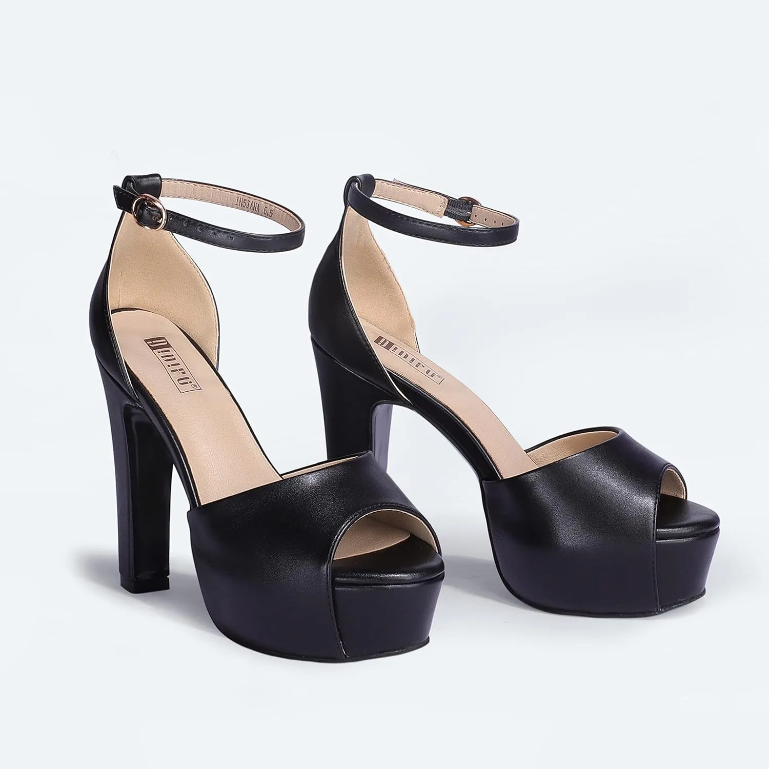 IDIFU Women's Platform Chunky High Heels Dress Sandals Peep Toe Ankle Strap Wedding Party Evening Shoes for Women Bride