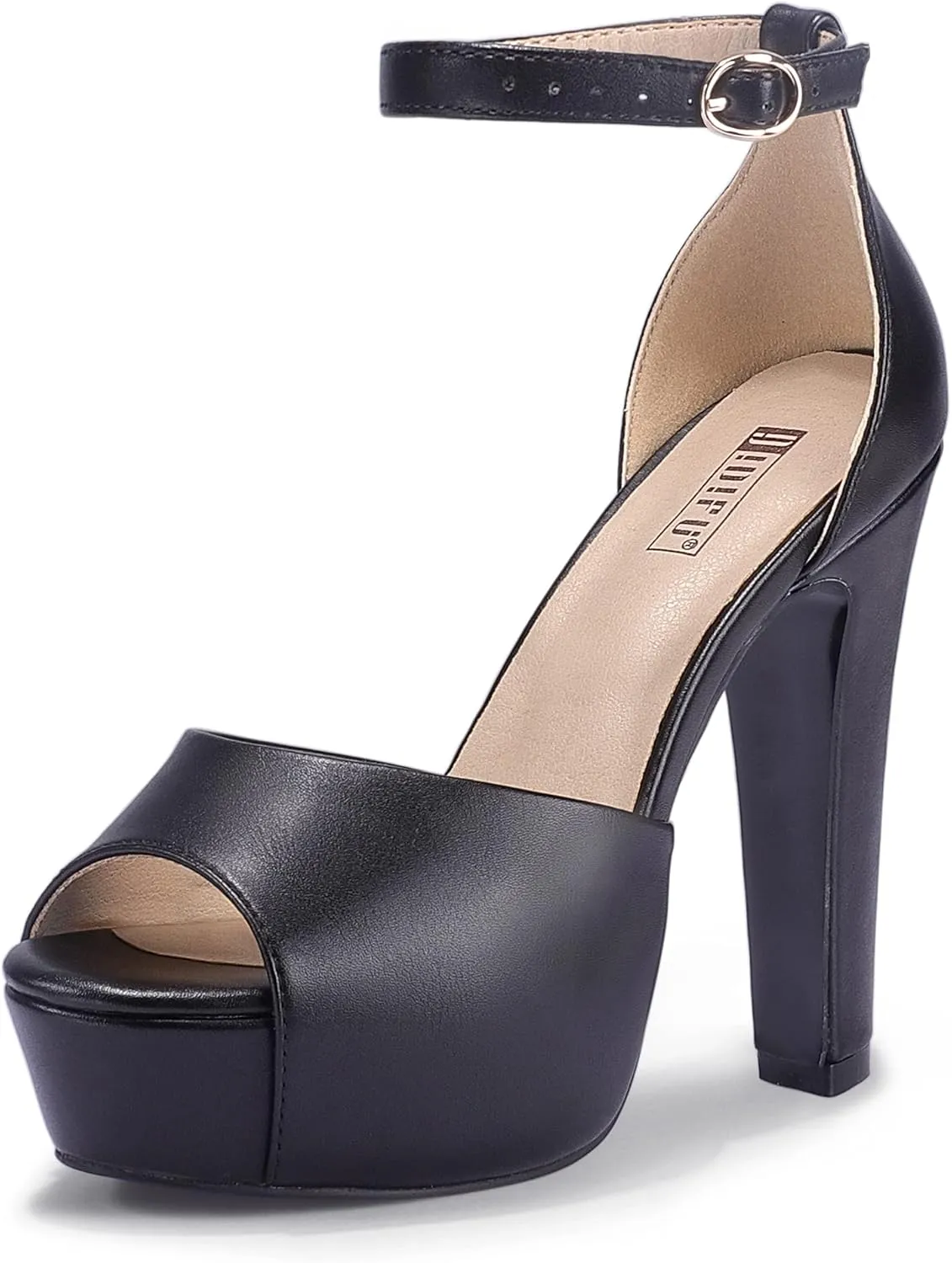 IDIFU Women's Platform Chunky High Heels Dress Sandals Peep Toe Ankle Strap Wedding Party Evening Shoes for Women Bride